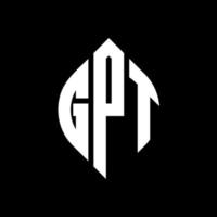 gpt cirkelbokstavslogotypdesign med cirkel och ellipsform. gpt ellipsbokstäver med typografisk stil. de tre initialerna bildar en cirkellogotyp. gpt cirkel emblem abstrakt monogram bokstav märke vektor. vektor