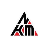 nkm-Dreieck-Buchstaben-Logo-Design mit Dreiecksform. nkm-Dreieck-Logo-Design-Monogramm. nkm-Dreieck-Vektor-Logo-Vorlage mit roter Farbe. nkm dreieckiges Logo einfaches, elegantes und luxuriöses Logo. vektor