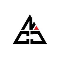 ncj triangel bokstavslogotypdesign med triangelform. ncj triangel logotyp design monogram. ncj triangel vektor logotyp mall med röd färg. ncj triangulär logotyp enkel, elegant och lyxig logotyp.