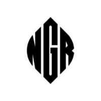 ngr cirkelbokstavslogotypdesign med cirkel och ellipsform. ngr ellipsbokstäver med typografisk stil. de tre initialerna bildar en cirkellogotyp. ngr cirkel emblem abstrakt monogram bokstav märke vektor. vektor