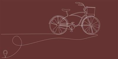 Liniensymbolvektor Kontinuierliche Linienzeichnung der Fahrradlinie von der Oulis-Hausroute mit Startpunkt und einzeiligem Wanderweg - Vektorillustration. - Vektor