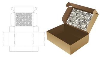 Flip-Box mit gestanzter Schablone mit gebogenem Musterfenster und 3D-Modell vektor