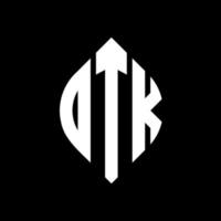 dtk-Kreisbuchstaben-Logo-Design mit Kreis- und Ellipsenform. dtk Ellipsenbuchstaben mit typografischem Stil. Die drei Initialen bilden ein Kreislogo. dtk-Kreis-Emblem abstrakter Monogramm-Buchstaben-Markierungsvektor. vektor