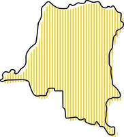 stiliserad enkel konturkarta över demokratiska republiken Kongo-ikonen. vektor