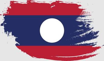 Laos-Flagge mit Grunge-Textur vektor