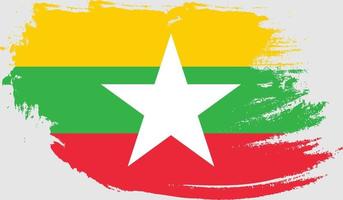 myanmar flagga med grunge textur vektor