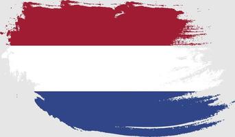 Nederländernas flagga med grunge textur vektor