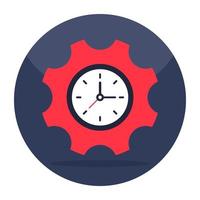 en ikon design av tidshantering, klocka inuti redskap vektor