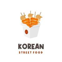 koreansk street food illustration logotyp tteokbokki odeng eomuk i förpackningen vektor