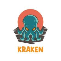 kraken monster tecknad illustration logotyp vektor