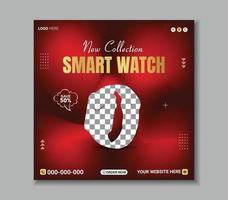 smartwatch produkt post marknadsföring och rabatt banner. ny ankomst smart klocka webbbanner sociala medier inlägg vektor