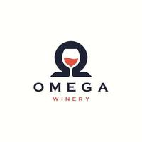 Omega-Wein-Logo-Icon-Design-Vorlage flacher Vektor