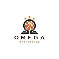 Omega-Basketball-Logo-Icon-Design-Vorlage flacher Vektor