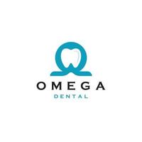 omega dental logotyp ikon designmall platt vektorillustration vektor