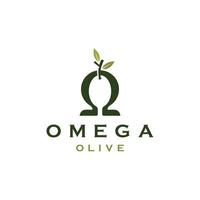 omega symbol med oliv form logotyp ikon designmall platt vektorillustration vektor