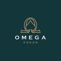 omega symbol med poker spade form logotyp ikon designmall platt vektorillustration vektor