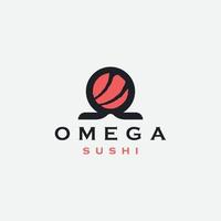 omega symbol med sushi form logotyp ikon designmall platt vektorillustration vektor