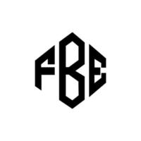 fbe bokstavslogotypdesign med polygonform. fbe polygon och kubformig logotypdesign. fbe hexagon vektor logotyp mall vita och svarta färger. fbe monogram, affärs- och fastighetslogotyp.