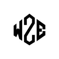 wze bokstavslogotypdesign med polygonform. wze polygon och kubform logotypdesign. wze hexagon vektor logotyp mall vita och svarta färger. wze monogram, affärs- och fastighetslogotyp.