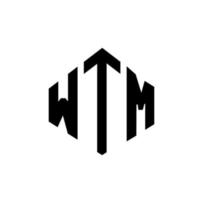 wtm-Brief-Logo-Design mit Polygonform. wtm Logo-Design in Polygon- und Würfelform. wtm Sechseck-Vektor-Logo-Vorlage in weißen und schwarzen Farben. wtm-monogramm, geschäfts- und immobilienlogo. vektor