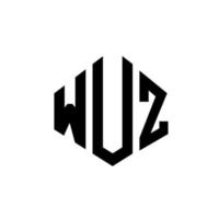 Wuz-Brief-Logo-Design mit Polygonform. wuz-polygon- und würfelform-logo-design. Wuz Sechseck-Vektor-Logo-Vorlage in weißen und schwarzen Farben. wuz-monogramm, geschäfts- und immobilienlogo. vektor