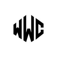 wwc bokstavslogotypdesign med polygonform. wwc polygon och kub form logotyp design. wwc hexagon vektor logotyp mall vita och svarta färger. wwc monogram, affärs- och fastighetslogotyp.
