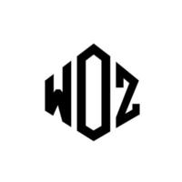 Woz-Brief-Logo-Design mit Polygonform. Woz Logo-Design in Polygon- und Würfelform. Woz Sechseck-Vektor-Logo-Vorlage in weißen und schwarzen Farben. Woz-Monogramm, Geschäfts- und Immobilienlogo. vektor