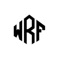 wrf brev logotyp design med polygon form. wrf polygon och kubform logotypdesign. wrf hexagon vektor logotyp mall vita och svarta färger. wrf monogram, affärs- och fastighetslogotyp.