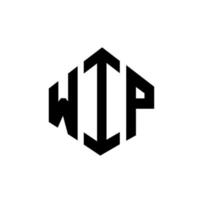 wip letter logo design mit polygonform. Wischen Sie das Polygon- und Würfelform-Logo-Design ab. Wischen Sie Hexagon-Vektor-Logo-Vorlage in weißen und schwarzen Farben ab. Wip-Monogramm, Geschäfts- und Immobilienlogo. vektor