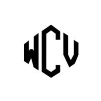 wcv brev logotyp design med polygon form. wcv polygon och kubform logotypdesign. wcv hexagon vektor logotyp mall vita och svarta färger. wcv-monogram, logotyp för företag och fastigheter.