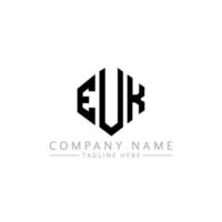 Euk-Brief-Logo-Design mit Polygonform. euk-polygon- und würfelform-logo-design. euk Sechseck-Vektor-Logo-Vorlage in weißen und schwarzen Farben. euk-monogramm, geschäfts- und immobilienlogo. vektor