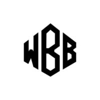 wbb bokstavslogotypdesign med polygonform. wbb polygon och kubform logotypdesign. wbb hexagon vektor logotyp mall vita och svarta färger. wbb-monogram, affärs- och fastighetslogotyp.