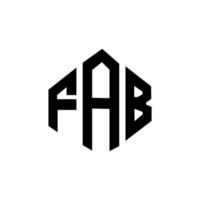 fab bokstavslogotyp med polygonform. fab polygon och kubformad logotypdesign. fab hexagon vektor logotyp mall vita och svarta färger. fab monogram, affärs- och fastighetslogotyp.