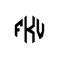 fkv bokstavslogotypdesign med polygonform. fkv polygon och kubform logotypdesign. fkv hexagon vektor logotyp mall vita och svarta färger. fkv monogram, affärs- och fastighetslogotyp.