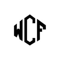 WCF-Brief-Logo-Design mit Polygonform. WCF-Polygon- und Würfelform-Logo-Design. WCF Sechseck-Vektor-Logo-Vorlage in weißen und schwarzen Farben. wcf-monogramm, geschäfts- und immobilienlogo. vektor