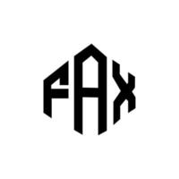 Fax-Brief-Logo-Design mit Polygonform. Fax-Polygon- und Würfelform-Logo-Design. Fax Sechseck-Vektor-Logo-Vorlage in weißen und schwarzen Farben. faxmonogramm, geschäfts- und immobilienlogo. vektor