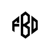 fbo bokstavslogotypdesign med polygonform. fbo polygon och kubform logotypdesign. fbo hexagon vektor logotyp mall vita och svarta färger. fbo-monogram, affärs- och fastighetslogotyp.