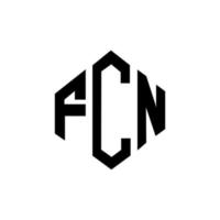 fcn brev logotyp design med polygon form. fcn polygon och kubform logotypdesign. fcn hexagon vektor logotyp mall vita och svarta färger. fcn monogram, affärs- och fastighetslogotyp.