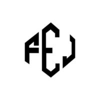 fej-Buchstaben-Logo-Design mit Polygonform. fej Polygon- und Würfelform-Logo-Design. fej Sechseck-Vektor-Logo-Vorlage in weißen und schwarzen Farben. fej-monogramm, geschäfts- und immobilienlogo. vektor