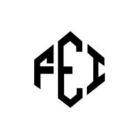 Fei letter logotyp design med polygon form. fei polygon och kubform logotypdesign. fei hexagon vektor logotyp mall vita och svarta färger. fei monogram, affärs- och fastighetslogotyp.