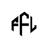 ffl bokstavslogotyp med polygonform. ffl logotypdesign med polygon och kubform. ffl hexagon vektor logotyp mall vita och svarta färger. ffl monogram, affärs- och fastighetslogotyp.