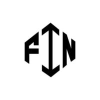 Fin-Brief-Logo-Design mit Polygonform. Fin-Polygon- und Würfelform-Logo-Design. Flosse Sechseck-Vektor-Logo-Vorlage in weißen und schwarzen Farben. fin-monogramm, geschäfts- und immobilienlogo. vektor