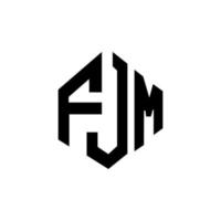 fjm-Brief-Logo-Design mit Polygonform. fjm Logo-Design in Polygon- und Würfelform. fjm Sechseck-Vektor-Logo-Vorlage in weißen und schwarzen Farben. fjm-monogramm, geschäfts- und immobilienlogo. vektor