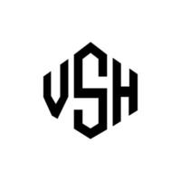 vsh bokstavslogotypdesign med polygonform. vsh polygon och kubform logotypdesign. vsh hexagon vektor logotyp mall vita och svarta färger. vsh monogram, affärs- och fastighetslogotyp.