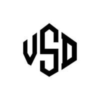 vsd-Buchstaben-Logo-Design mit Polygonform. vsd Logo-Design in Polygon- und Würfelform. vsd Sechseck-Vektor-Logo-Vorlage in weißen und schwarzen Farben. vsd-monogramm, geschäfts- und immobilienlogo. vektor