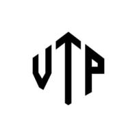 vtp-Buchstaben-Logo-Design mit Polygonform. VTP-Polygon- und Würfelform-Logo-Design. vtp Sechseck-Vektor-Logo-Vorlage in weißen und schwarzen Farben. vtp-monogramm, geschäfts- und immobilienlogo. vektor