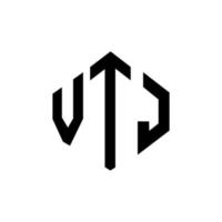 vtj-Brief-Logo-Design mit Polygonform. Vtj-Polygon- und Würfelform-Logo-Design. vtj Sechseck-Vektor-Logo-Vorlage in weißen und schwarzen Farben. vtj-monogramm, geschäfts- und immobilienlogo. vektor