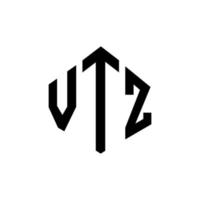 vtz-Brief-Logo-Design mit Polygonform. vtz-Polygon- und Würfelform-Logo-Design. vtz Sechseck-Vektor-Logo-Vorlage in weißen und schwarzen Farben. vtz-monogramm, geschäfts- und immobilienlogo. vektor