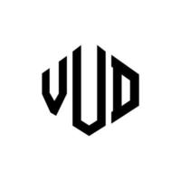 vud-Buchstaben-Logo-Design mit Polygonform. VUD-Polygon- und Würfelform-Logo-Design. vud Sechseck-Vektor-Logo-Vorlage in weißen und schwarzen Farben. vud-monogramm, geschäfts- und immobilienlogo. vektor