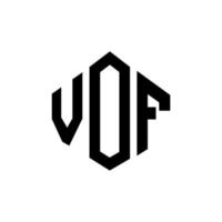 vof bokstavslogotypdesign med polygonform. vof polygon och kubform logotypdesign. vof hexagon vektor logotyp mall vita och svarta färger. vof monogram, affärs- och fastighetslogotyp.